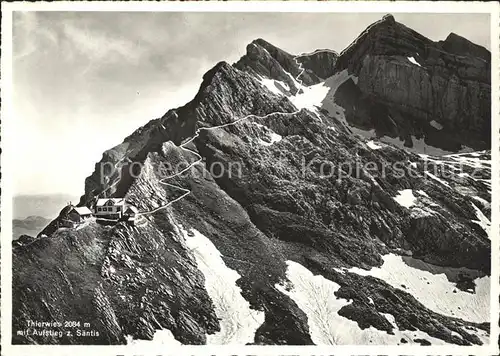 Schwaegalp Tierwies mit Aufstieg zum Saentis Bergwanderroute Appenzeller Alpen Kat. Schwaegalp