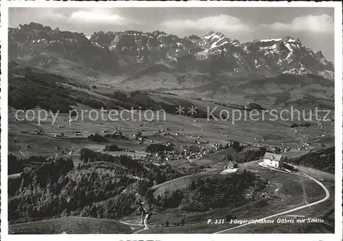 Gaebris Panorama mit Saentis Appenzeller Alpen Fliegeraufnahme Kat. Gaebris
