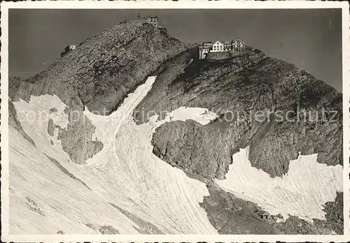 Schwaegalp Berggasthaus Saentis Wetterwarte Schwebebahnstation mit Grossem Schnee Kat. Schwaegalp