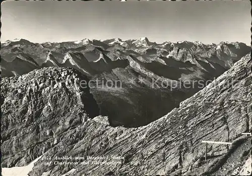 Schwaegalp Ausblick vom Berghotel Saentis auf Churfirsten und Glarneralpen Kat. Schwaegalp