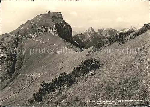 Hoher Kasten Berggasthaus mit Staubernkanzel und Altmann Kat. Appenzeller Alpen