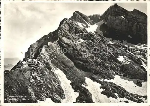 Schwaegalp Berggasthaus Tierwies Aufstieg zum Saentis Bergwanderroute Appenzeller Alpen Kat. Schwaegalp