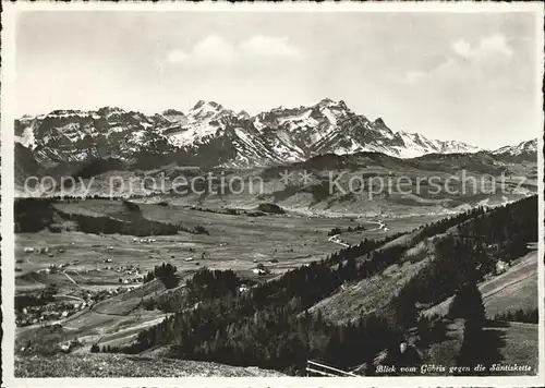 Gaebris Panorama Blick gegen Saentiskette Appenzeller Alpen Kat. Gaebris