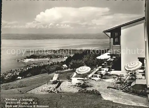 Wienacht Tobel Kurhaus Landegg Terrasse Panorama Blick auf Altenrhein und Bodensee Kat. Wienacht Tobel