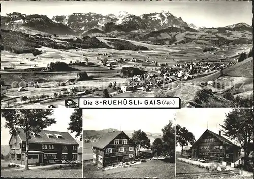 Gais AR Gesamtansicht mit Alpenpanorama Drei Ruehuesli / Gais /Bz. Mittelland