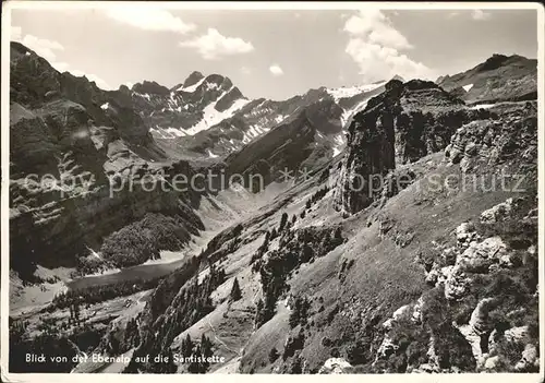 Ebenalp Panorama Blick auf Saentiskette Appenzeller Alpen Kat. Ebenalp