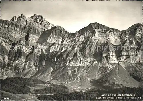 Schwaegalp Aufstieg nach Tierwies und Saentis Bergtour Appenzeller Alpen Kat. Schwaegalp