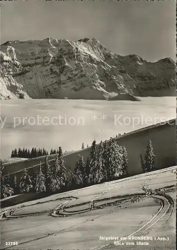 Appenzell IR Skigebiet am Kronberg Nebelmeer Blick zum Saentis Appenzeller Alpen Kat. Appenzell