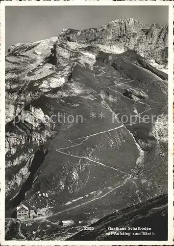 Schwaegalp Berggasthaus Schafboden mit Aufstieg zum Saentis Bergtour Appenzeller Alpen Kat. Schwaegalp