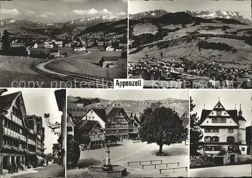 Appenzell IR Teilansichten mit Alpenpanorama Brunnen Kat. Appenzell