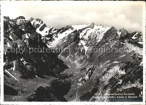 Seealpsee Fliegeraufnahme Meglisalp Schaefler Saentis Altmann Appenzeller Alpen Kat. Schwende