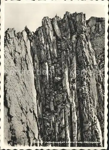 Schwaegalp Felsentreppe am Lysengratweg Saentisgebiet Bergtour Appenzeller Alpen Kat. Schwaegalp