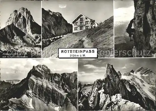 Rotsteinpass Altmann Schaffhauserkamin Berggasthaus Bergsteiger Alpenpanorama Kat. Rotsteinpass
