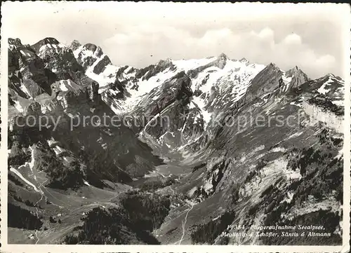 Seealpsee Fliegeraufnahme Meglisalp Schaefler Saentis Altmann Appenzeller Alpen Kat. Schwende