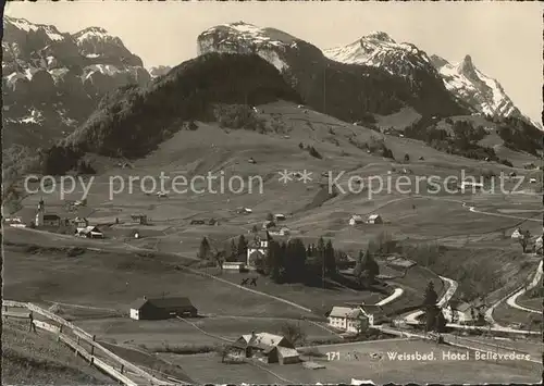 Weissbad Panorama mit Hotel Bellevedere Alpenblick Kat. Weissbad