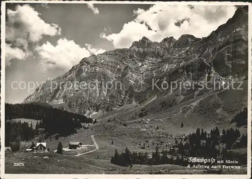 Schwaegalp mit Saentis Aufstieg nach Tierwies Appenzeller Alpen Kat. Schwaegalp