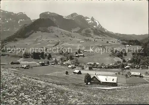 Weissbad Panorama mit Marwies Ebenalp Schaefler Saentis Appenzeller Alpen Kat. Weissbad