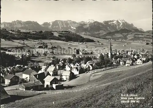 Gais AR Gesamtansicht mit Blick zum Alpstein Saentiskette / Gais /Bz. Mittelland