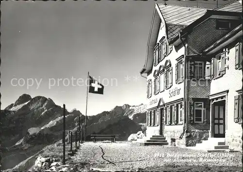 Wasserauen Berggasthaus Schaefler Schweizer Flagge Alpenpanorama Kat. Schwende