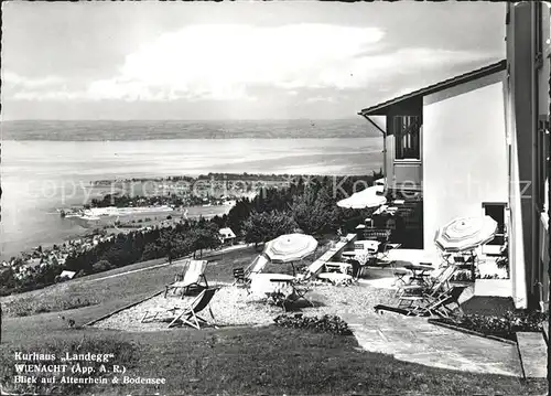 Wienacht Tobel Kurhaus Landegg Terrasse Blick auf Altenrhein und Bodensee Kat. Wienacht Tobel