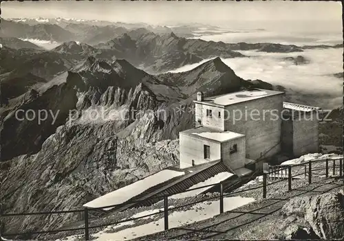 Schwaegalp Bergstation Saentis Schwebebahn Alpenpanorama Nebelmeer Kat. Schwaegalp