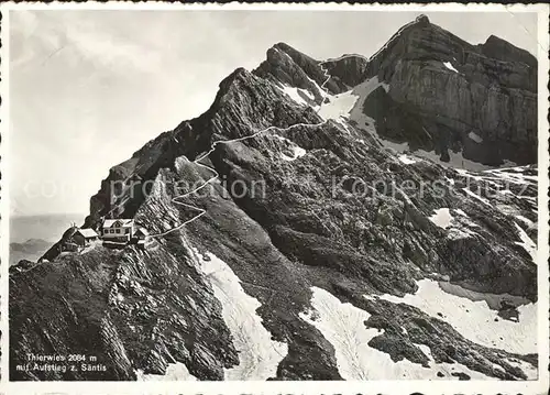 Schwaegalp Berghaus Tierwies Aufstieg zum Saentis Bergtour Appenzeller Alpen Kat. Schwaegalp