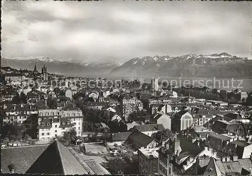 Lausanne VD Vue generale Lac Leman et les Alpes / Lausanne /Bz. Lausanne City