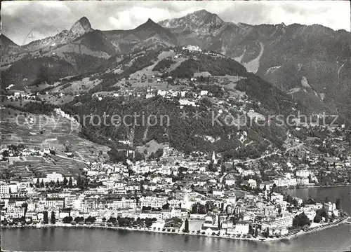 Montreux VD Vue panoramique Dent de Jaman Rochers de Naye Lac Leman / Montreux /Bz. Vevey