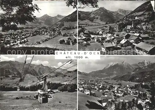 Chateau d Oex Gesamtansicht mit Alpenpanorama Kabinenbahn Kat. Chateau d Oex