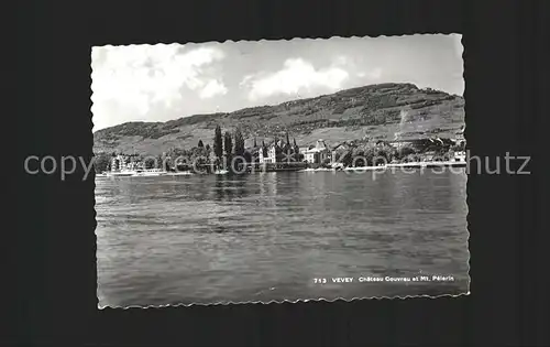 Vevey VD Chateau Couvreu et Mont Pelerin vu du Lac Leman Kat. Vevey