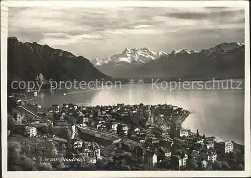 Montreux VD Vue panoramique Lac Leman et Dents du Midi / Montreux /Bz. Vevey