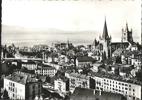 Lausanne VD Pont Bessieres et la Cathedrale Lac Leman / Lausanne /Bz. Lausanne City