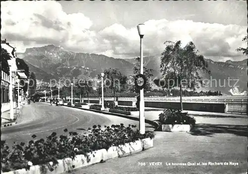 Vevey VD Nouveau Quai et les Rochers de Naye Kat. Vevey