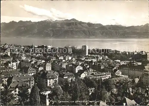 Lausanne VD Vue generale Lac Leman et les Alpes / Lausanne /Bz. Lausanne City
