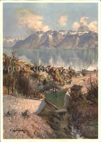 Riex Vallon de Riex Lac Leman et les Alpes Kuenstlerkarte Kat. Riex