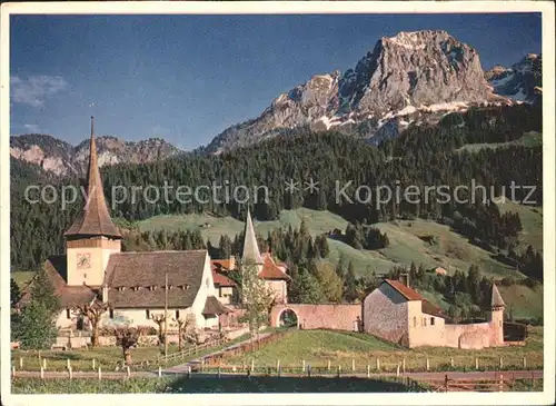 Rougemont Pays d Enhaut Schloss Schweizer Wandkalender 1954 Kat. Rougemont