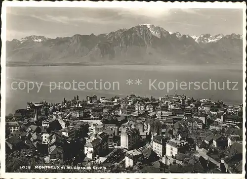 Montreux VD Panorama Lac Leman et les Alpes de Savois / Montreux /Bz. Vevey