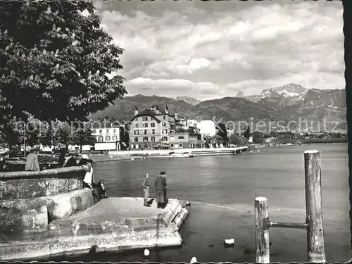 Vevey VD Le Port Lac Leman et Rochers de Naye Kat. Vevey