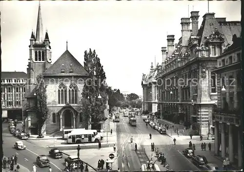 Lausanne VD Eglise St. Francois et la Poste tram / Lausanne /Bz. Lausanne City