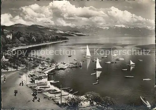 Ouchy La Rade Bateaux Lac Leman et les Alpes Kat. Lausanne