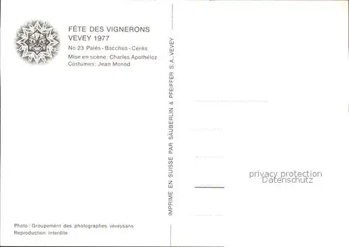 Vevey VD Fete des Vignerons 1977 Kat. Vevey