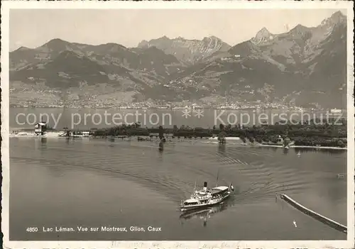 Lac Leman Genfersee Vue sur Montreux Glion Caux et les Alpes Vapeur / Genf /Bz. Geneve City
