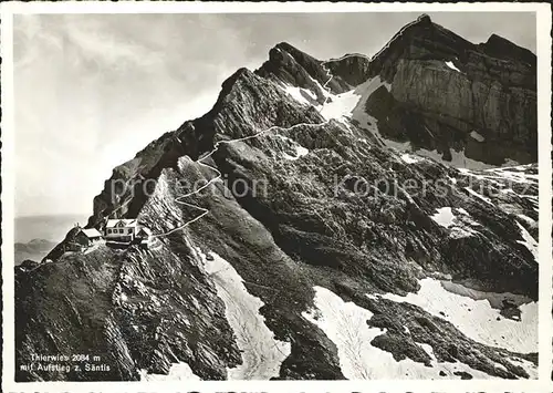 Schwaegalp Berggasthaus Tierwies Aufstieg zum Saentis Bergtour Appenzeller Alpen Kat. Schwaegalp