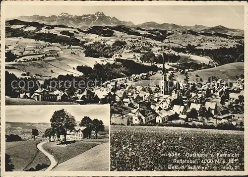 Rehetobel Gasthaus zur Fernsicht Gesamtansicht mit Alpenpanorama Kat. Rehetobel