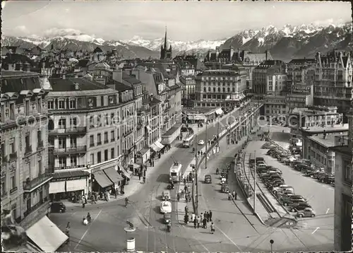 Lausanne VD Grand Pont et les Alpes / Lausanne /Bz. Lausanne City