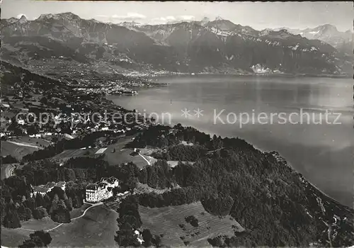 Chexbres Hotel du Signal et son parc Lac Leman et les Alpes vue aerienne Kat. Chexbres