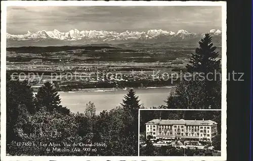 Macolin Les Alpes Panorama vu du Grand Hotel Bielersee Kat. Macolin