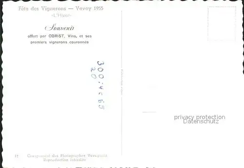 Vevey VD Fete des Vignerons 1955 Kat. Vevey