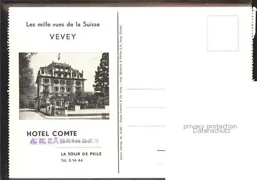 Vevey VD Plage au Lac Leman Restaurant Hotel Comte La Tour de Peilz Kat. Vevey