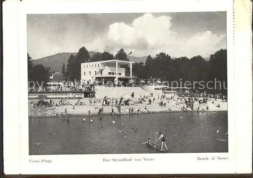 Vevey VD Plage au Lac Leman Restaurant Hotel Pension de Famille Kat. Vevey